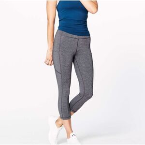 Women Lululemon Speed Up Crop (21") Heathered Black Size 6 Running Athletic